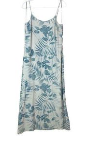 Jones New York 100% Silk Maxi Dress Size 10 Floral Palm Hawaiian Y2K 90s Lined