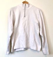 TOMMY BAHAMA Mock Neck 1/4 Zip Sweater White Cotton Blend Sweatshirt Medium FLAW