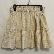 HYFVE‎ Cream Gingham Ruffle Skirt Size Large