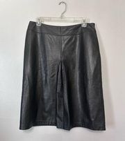 Anne Klein A Line Skirt Women's 10 Black Solid Knee Length Leather Side Zip