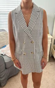 Navy And White Striped Dress