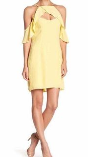 BB Dakota Dress 6 Yellow Ruffle Women Cut Out Boho Mini Summer Wedding Resort