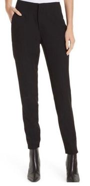 Brochu Walker Bine Side Slit Straight Leg Modern Trouser Ankle Pant Onyx Black S