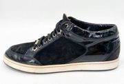 JIMMY CHOO Miami Suede Patent Leather Sneakers