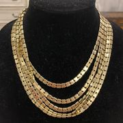 Gold Tone Jennifer Lopez Waterfall Bib Statement Necklace