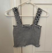 Black & White Striped Crop Top