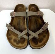 Birkenstock Mayari Stone Taupe Leather Sandals Toe Loop Thong Shoe Size 40 US 9