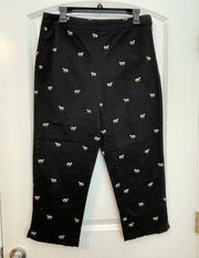 Coldwater Creek Black Embroidered Zebra Capri Pants Size 10