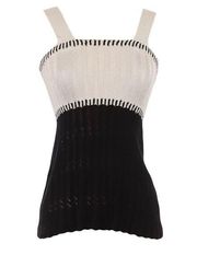 ᯾ Chevron Knit Sleeveless A Line Trapeze Top Dress ᯾ Black White ᯾ XS ᯾