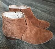 Hush Puppies Sienna Rust Suede Boot Brown Tan Leather Ankle Bootie Size 9
