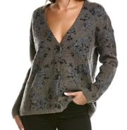 Allsaints Camo Cardigan Women's Medium Gray Button Front Sweater Lambswool Blend