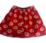 Sam Edelman Women's Enchanted Kiss Lip Jacquard Skirt Size 2