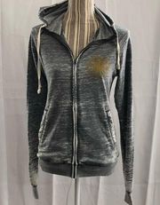 SoulCycle zip up hoodie silver and gold print sz S