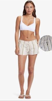 Harmony + Havoc Striped Linen Blend Pull On Casual Shorts X-Large tassel strings