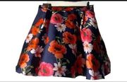 New B Darlin Navy Floral Skater Skirt Small