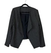 Lane Bryant Open Front Polka Dot Black Knit Blazer Jacket Size 16