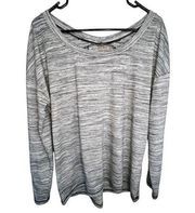 Zella Athletic Long Sleeve Striped T-Shirt With Open Back