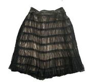 APOSTROPHE Black Nude Tulle Tiered A Line Midi Skirt Size 12