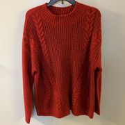 Wang Womens Red Cable Knit Heavyweight Sweater - Size XL