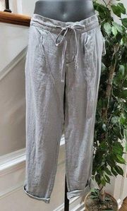 Cynthia Rowley Women's Solid Khaki Linen Mid Rise Straight Legs Pajama Pants 2