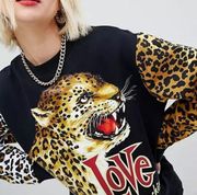 Love Moschino Leopard Print Sweatshirt Size 40 IT