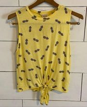 Dirtee Laundry Pineapple Tie Front Tank Top. Size XSmall.