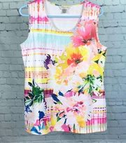 Christopher & Banks Tank in pretty watercolor hues EUC size petite large