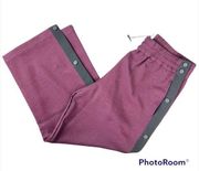 NWT James Perse Athleisure Matte Crepe Burgundy Snap Casual Pants Size Small