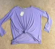 NWT women’s Medium Loveriche lavender long sleeve top/stretchy & front tie tunic