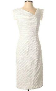 NWT Black Halo Eve Anniversary Jackie-O in White Infinite Bias Textured Dress 0