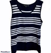 Preston & York Navy Blue & White Striped Tank