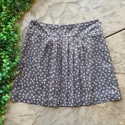 Ann Taylor LOFT Polka Dot Pleated Zip Mini Skirt Gray Beige Size 8