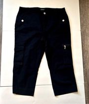 Lauren Ralph Lauren Black Cropped Cargo Pants Size 14 Spring Summer Utility