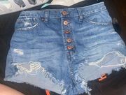 Light Wash Ripped Shorts