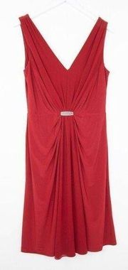 NWOT Lauren Ralph Lauren matte jersey jewel feature dress, Ruby red, Size 10