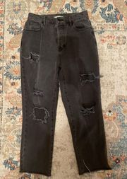 Black Distressed Mom Jeans
