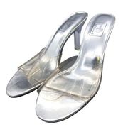 Touch of Nina Lucite Heels Mules Clear Acrylic Strap Slip On Heels Size 10