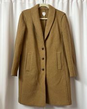 J. Crew Factory Beige Tan Button Up Winter Wool Coat Size 6 Small Peacoat