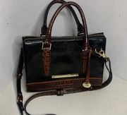 Brahmin Tuscan Tri-texture Satchel Tote Cross-body Black Leather Shoulder Bag