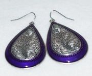 Premier Designs Purple Silver Tone 2 Inch Dangle/Drop Hook Earrings Like New