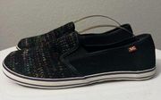 BC Footwear Knit Slip On Sneakers Black Suede Cushioned Women's Size 8.5