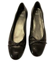 Stuart Weitzman Black Leather Cap Toe Ballet Flats Slip On Shoes size 10 M