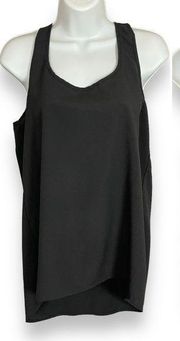 Soprano Racerback Tank Top Black Lightweight Summer High Low Sleeveless Blouse