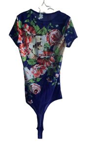 Boutique Sheer Flower Print Mesh Bodysuit