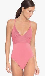 Robin Piccone Lily V Neck One Piece Swimsuit Pink Size 4