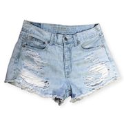 American Eagle  High Rise Festival Distressed Denim Shorts