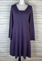 Horny Toad Purple Microstriped Long Sleeve Dress