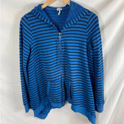 Splendid Sharkbite Hem Zip Up Striped Hoodie Size medium