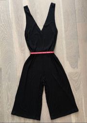 NWOT One Clothing Oversized Rib Knit Culotte Jumpsuit Black Small