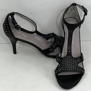 Pin-Cycle T-Strap Leather Pumps